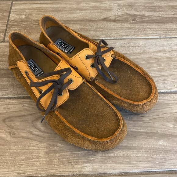 Ariat 4LR Leather Gleeson Brown / Orange Slip On Loafers Shoes Mens 10 - Picture 1 of 9